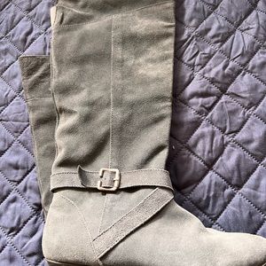 Grey knee high boot